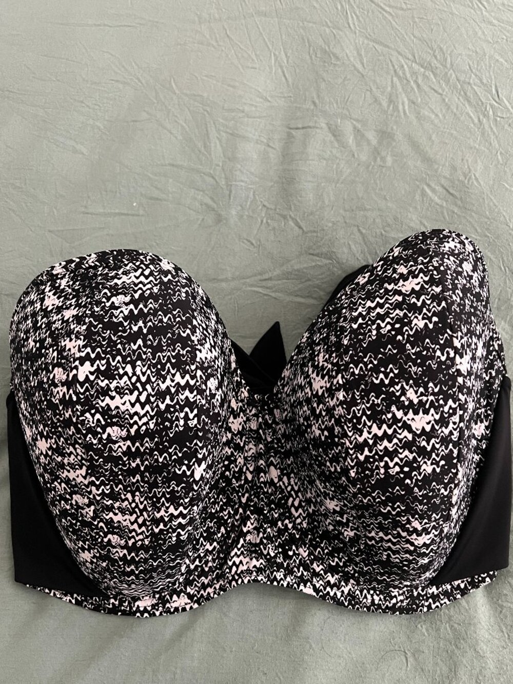 Curvy Kate Diffuse Bandeau Bikini Top Black White Abstract Print Underwire 38J